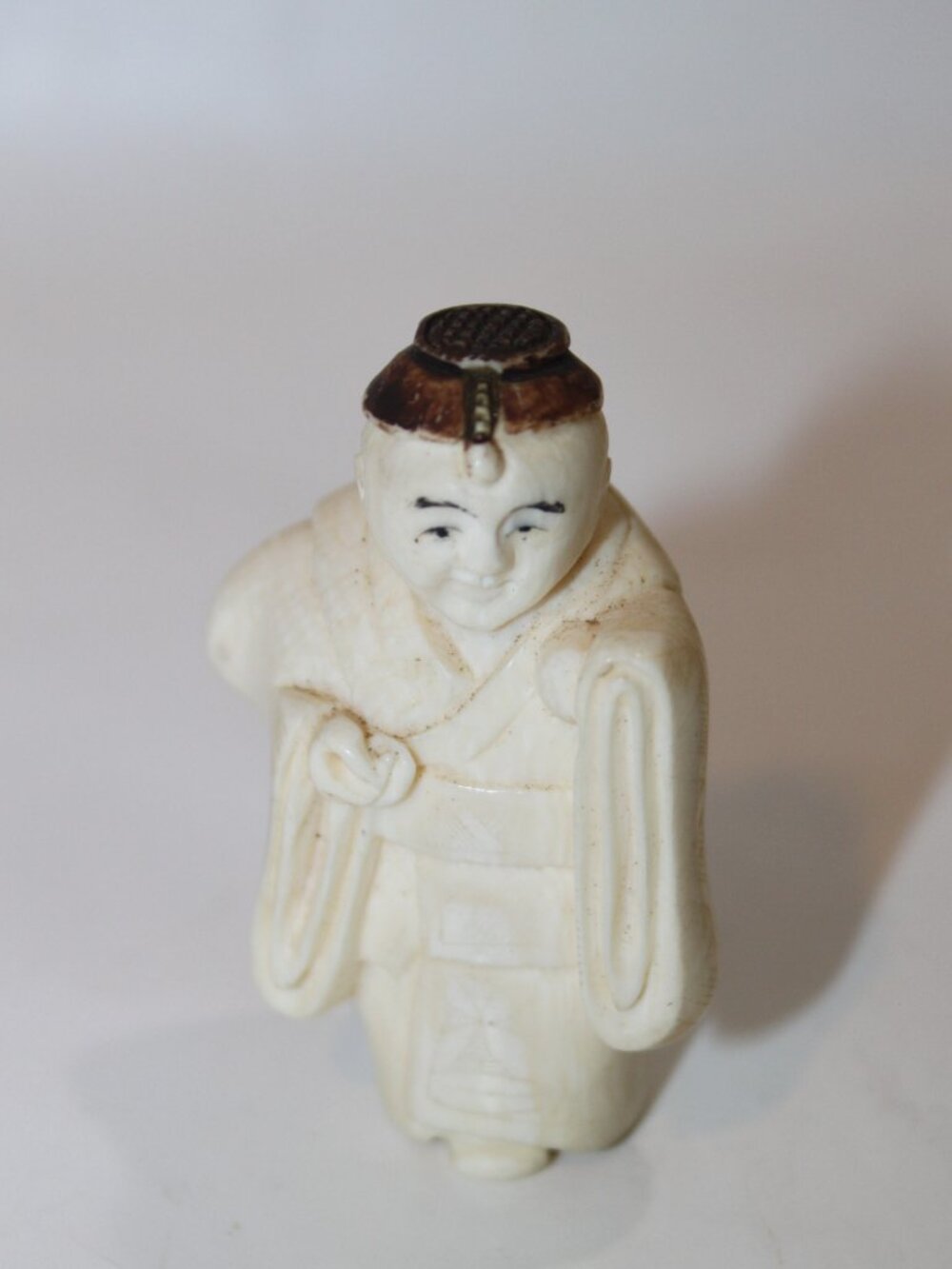 Japanese Netsuke Standing Monk Carved Figurine Vintage Miniature Collectible Art